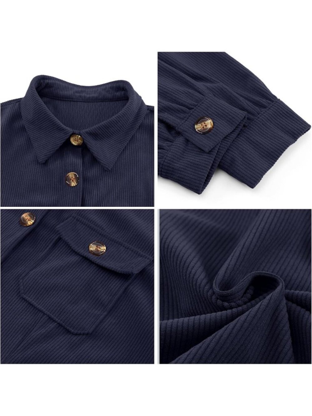 Chic Women's Corduroy Long Sleeve Button-Up Tunic Dress - Perfect for Work - Picture 5 of 5